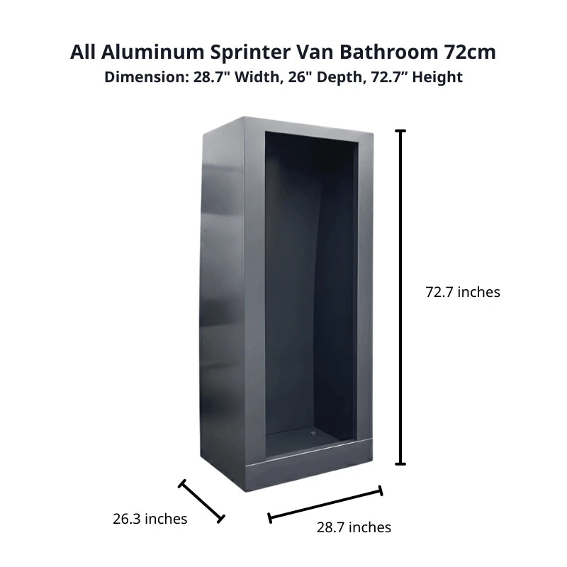 Vankea 72cm shower in charcoal finish showing interlocking aluminum panel watertight seal