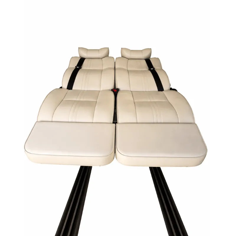 Close-up of NovaLux Duo GT upholstery and headrest construction for premium van seat upgrade