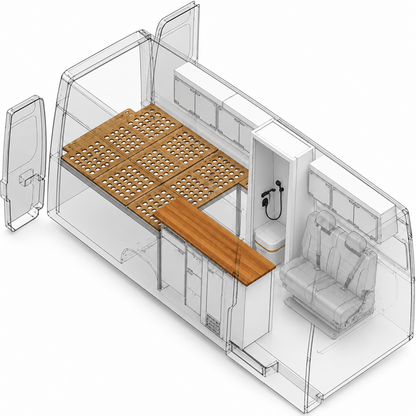 Vankea XS 25" (620 mm) Aluminum Shower for Sprinter, Transit & ProMaster