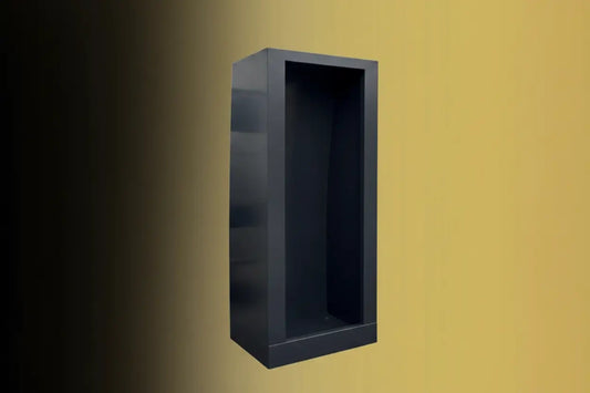 Side view of Vankea 36-inch aluminum shower with powder-coated panel construction for full-size cargo van builds