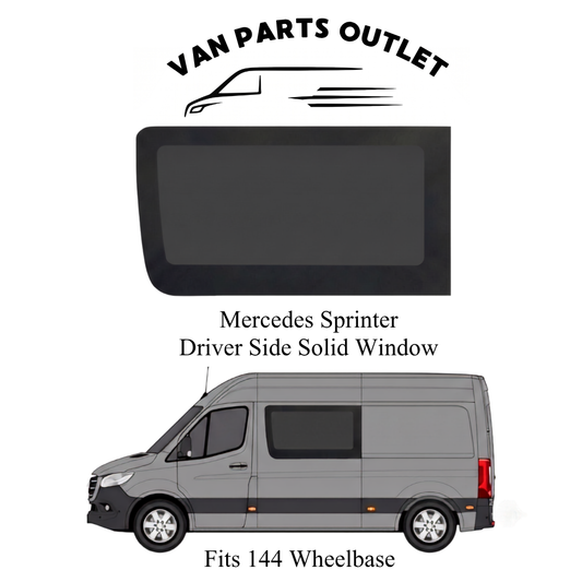 Glacier View Mercedes Sprinter driver side solid window - fits 144  (wb-144 )