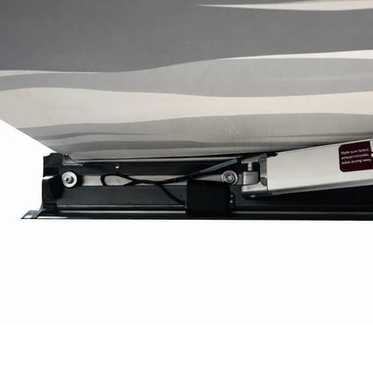 VanTrix automated awning extended showing powered shade system for high-end Sprinter, Transit, and ProMaster builds