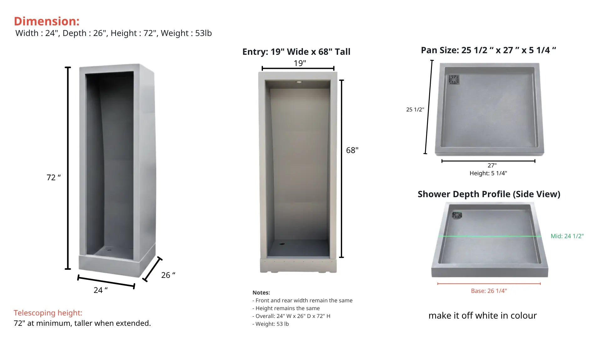 Product dimensions