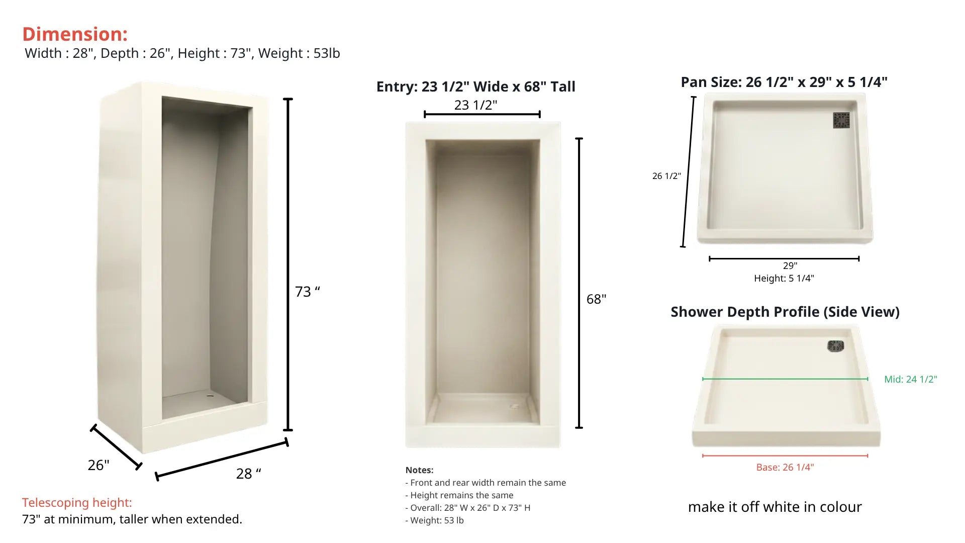 Product dimensions