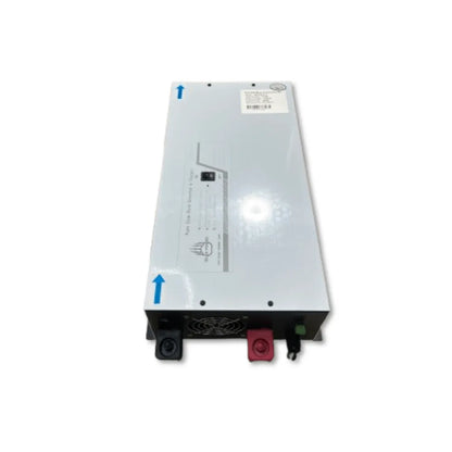 Bear Power inverter charger front panel detail with LCD display and AC outlet for camper van power