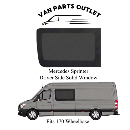 Glacier View Mercedes Sprinter driver side solid window - fits 170 and 170 Extended wheelbase (wb-170 wb-170ext)