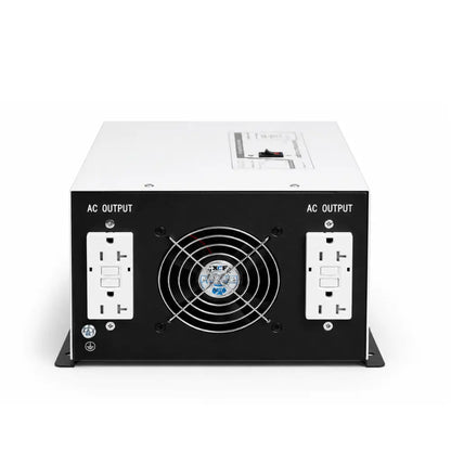 3000W inverter charger heat sink and cooling fan detail for sustained high-load camper van operation