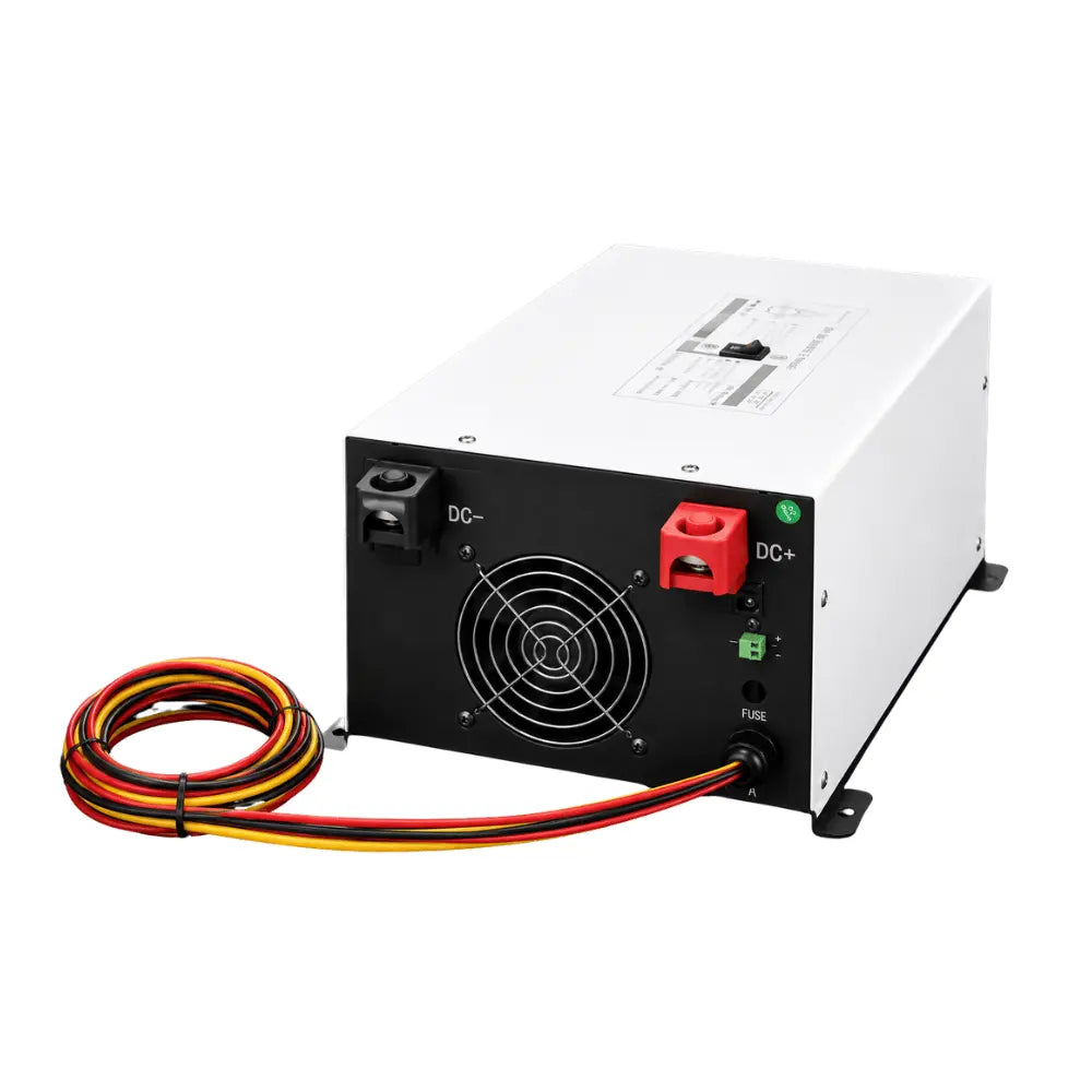 3000W pure sine wave inverter rear connections with 12V DC battery and AC shore power input terminals