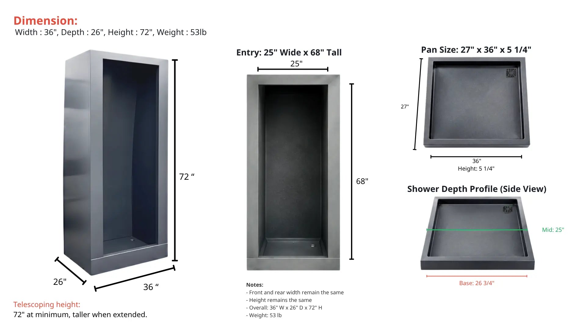 Product dimensions