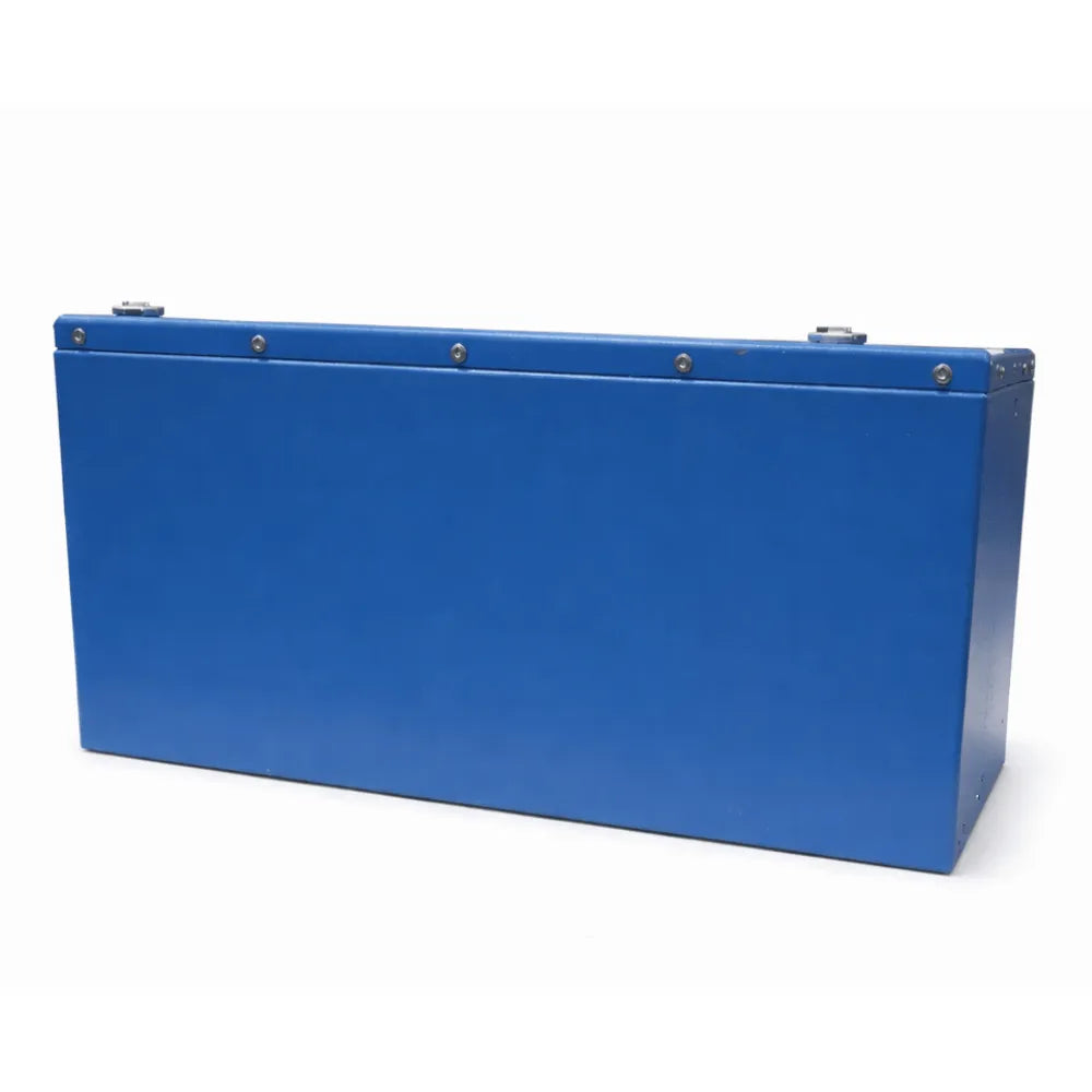 VanTrix 600Ah deep cycle battery rear view showing solar charge controller compatibility for off-grid systems