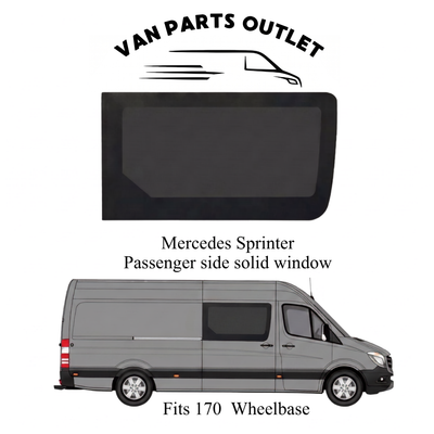 Glacier View Mercedes Sprinter passenger side solid window - fits 170 wheelbase (wb-170 wb-170ext)