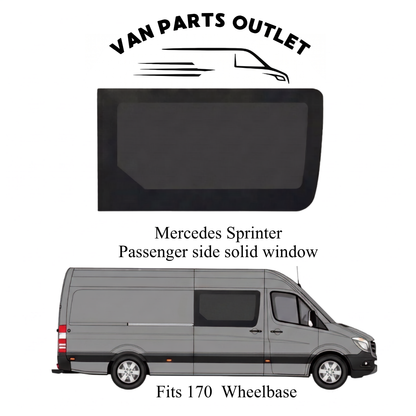 Glacier View Mercedes Sprinter passenger side solid window - fits 170 wheelbase (wb-170 wb-170ext)