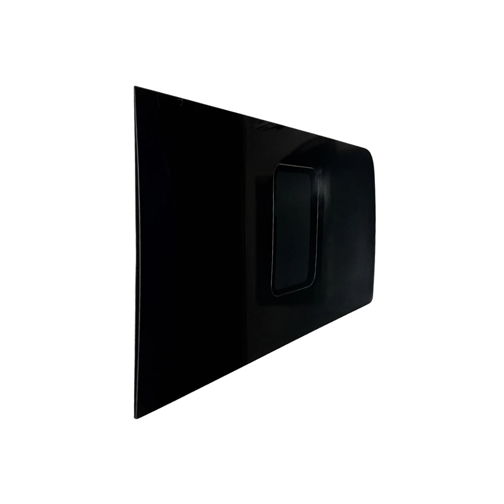 Glacier View rear quarter panel flush window installed in Mercedes Sprinter camper conversion