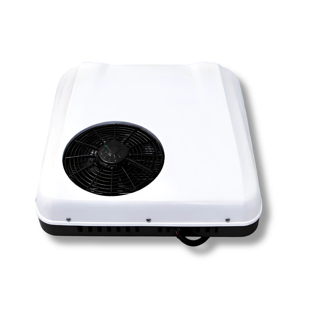 Side view of Cryonex X700 12V rooftop air conditioner showing ultra-low profile stealth exterior