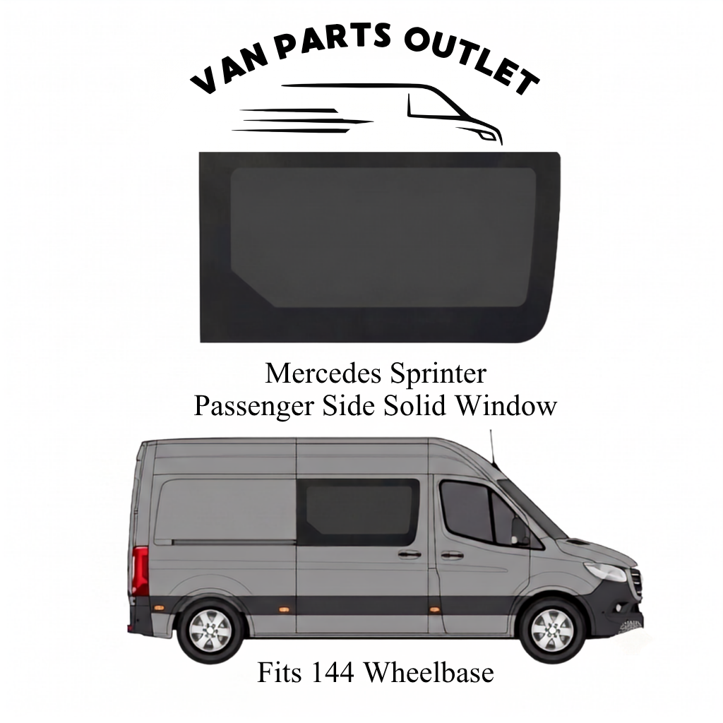 Glacier View Mercedes Sprinter passenger side solid window - fits 144 wheelbase (wb-144)
