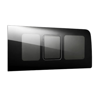 Glacier View Sprinter rear driver-side window kit with mounting hardware for camper van builds
