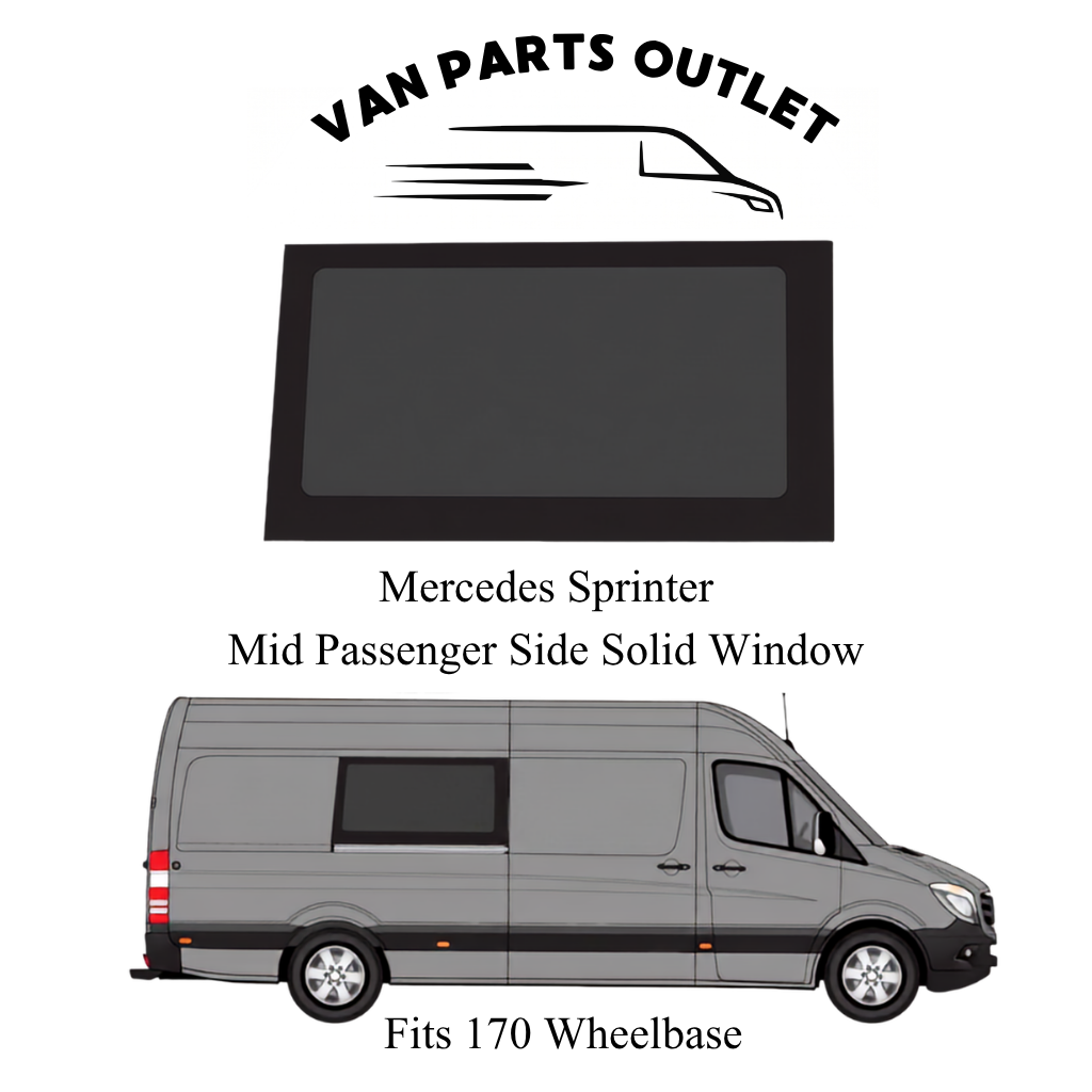 Glacier View Mercedes Sprinter mid passenger side solid window - fits 170 wheelbase (wb-170)