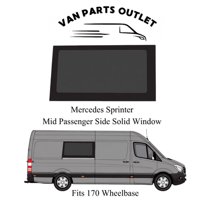 Glacier View Mercedes Sprinter mid passenger side solid window - fits 170 wheelbase (wb-170)