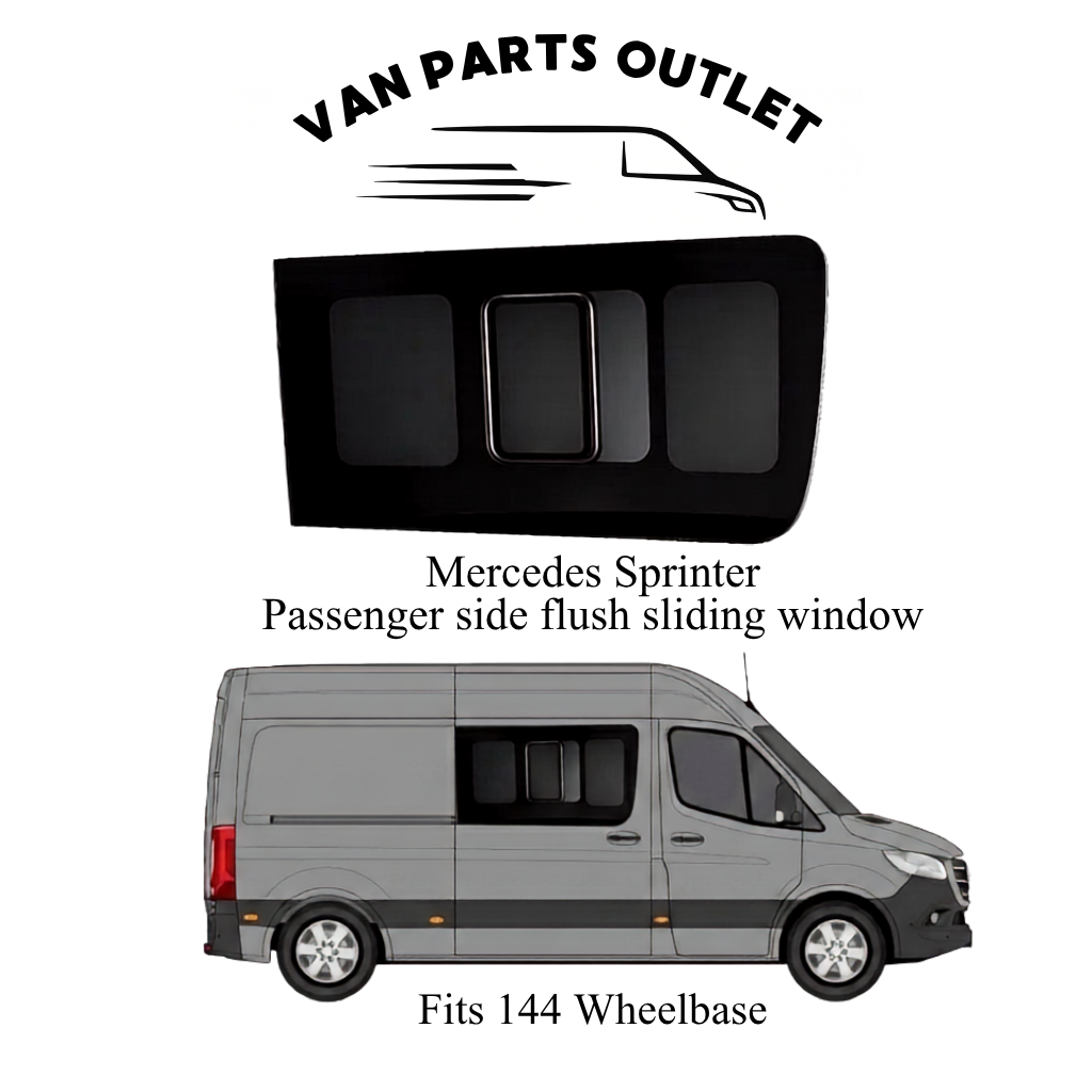 Glacier View Mercedes Sprinter passenger side flush sliding window - fits 144 wheelbase (wb-144)