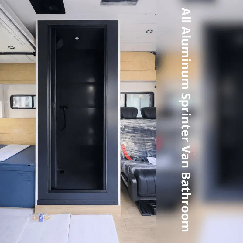 Vankea 36 inch van shower in grey finish — full-size luxury wet bath for Mercedes Sprinter 144, 170, and EXT