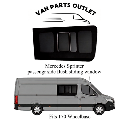 Glacier View Mercedes Sprinter passenger side flush sliding window - fits 170 wheelbase (wb-170)