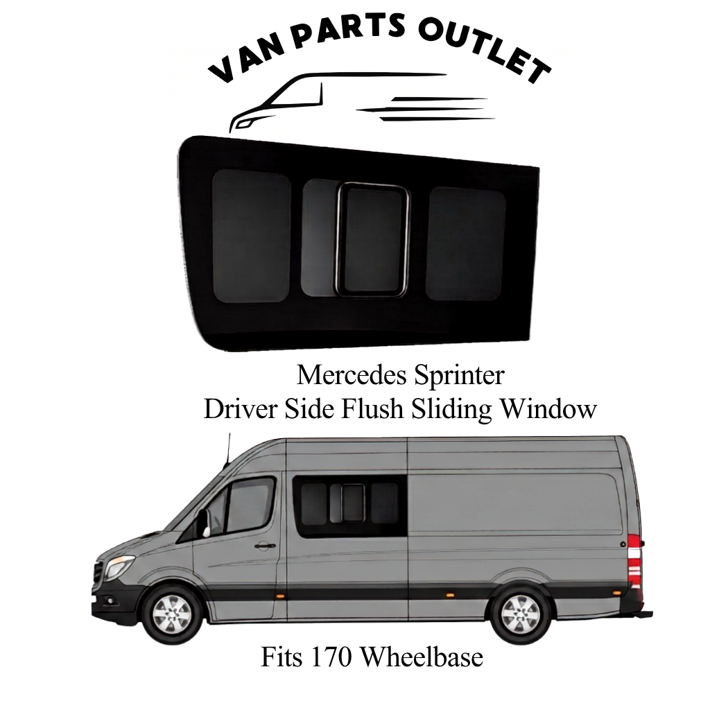 Glacier View Mercedes Sprinter driver side flush sliding window - fits 170 wheelbase (wb-170)
