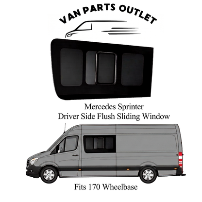 Glacier View Mercedes Sprinter driver side flush sliding window - fits 170 wheelbase (wb-170)

