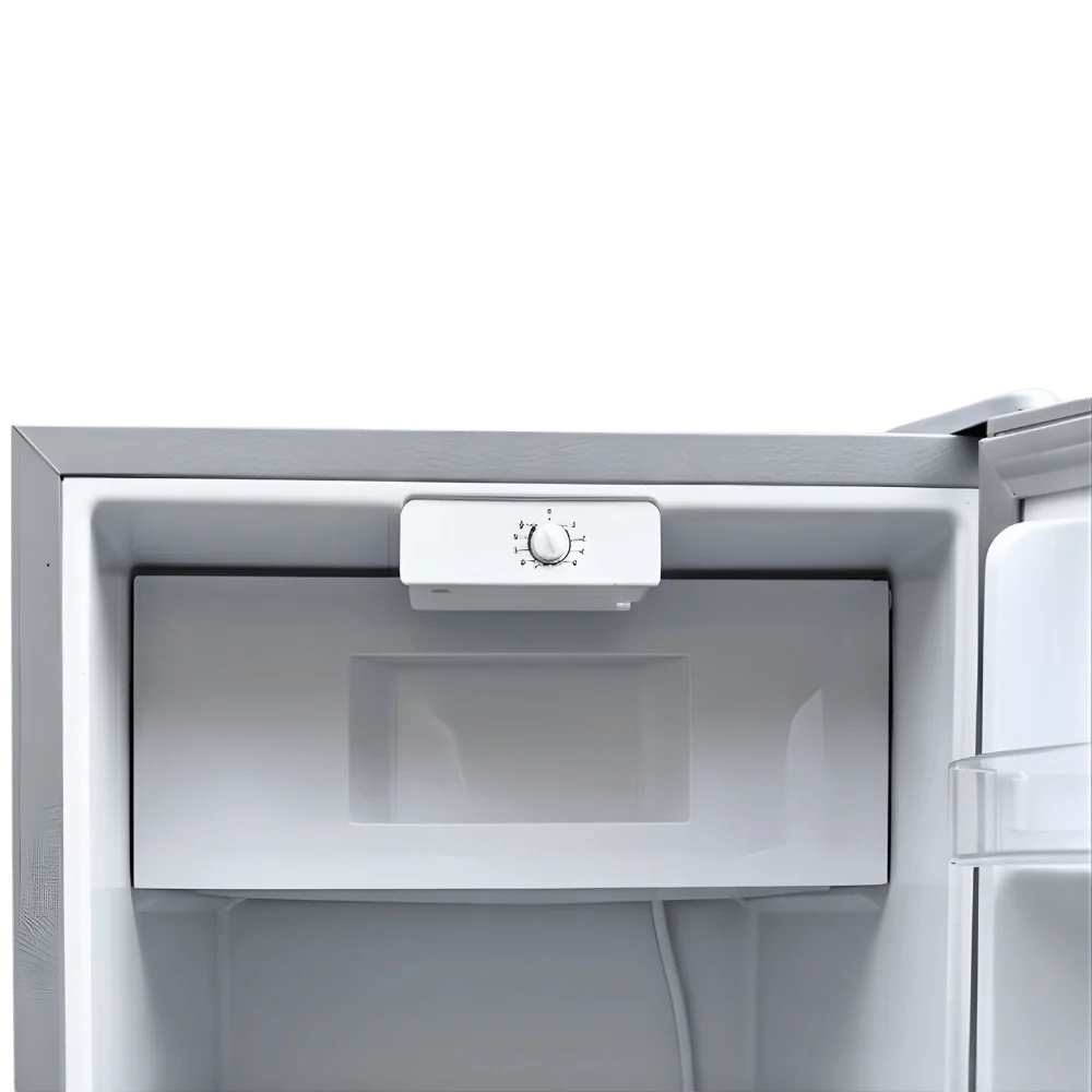 Van refrigerator freezer interior with adjustable temperature control dial