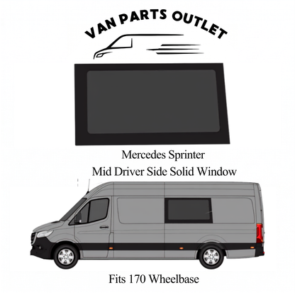 Glacier View Mercedes Sprinter mid driver side solid window - fits 170 wheelbase (wb-170)
