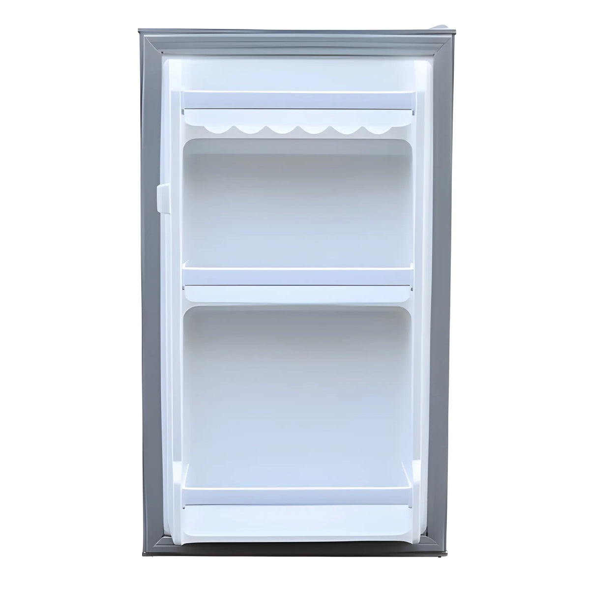 Interior door storage of the Cryonex BC83A 83L refrigerator showing three bins and a bottle rack.
