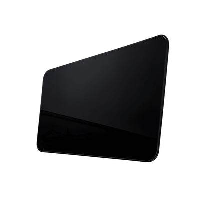 Angled view of the Glacier View Sprinter passenger-side solid window showing dark privacy glass and contoured edges.