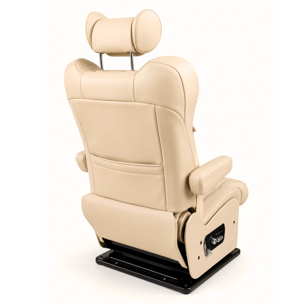 NovaLux Solo Captain Seat headrest with wing-out side bolsters for sleep support in van conversion