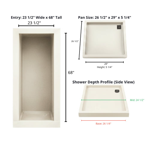 Vankea S 28" (72cm) Aluminum Shower for Sprinter, Transit & ProMaster