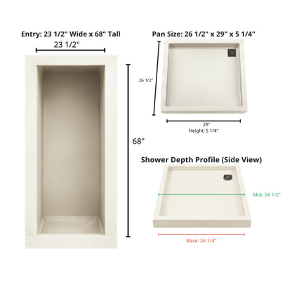 Vankea S 28" (72cm) Aluminum Shower for Sprinter, Transit & ProMaster
