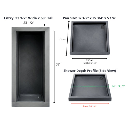 Vankea M 32" (82cm) Aluminum Shower for Sprinter, Transit & ProMaster
