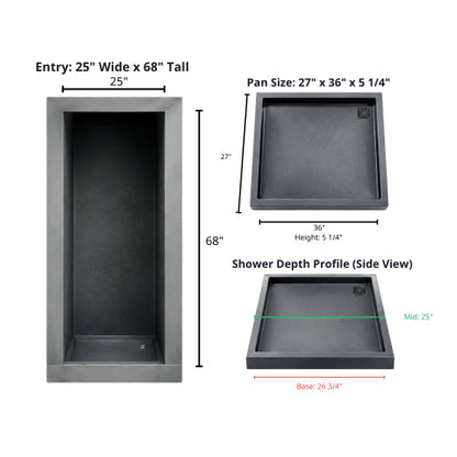 Vankea L 36" (92cm) Aluminum Shower for Sprinter, Transit & ProMaster