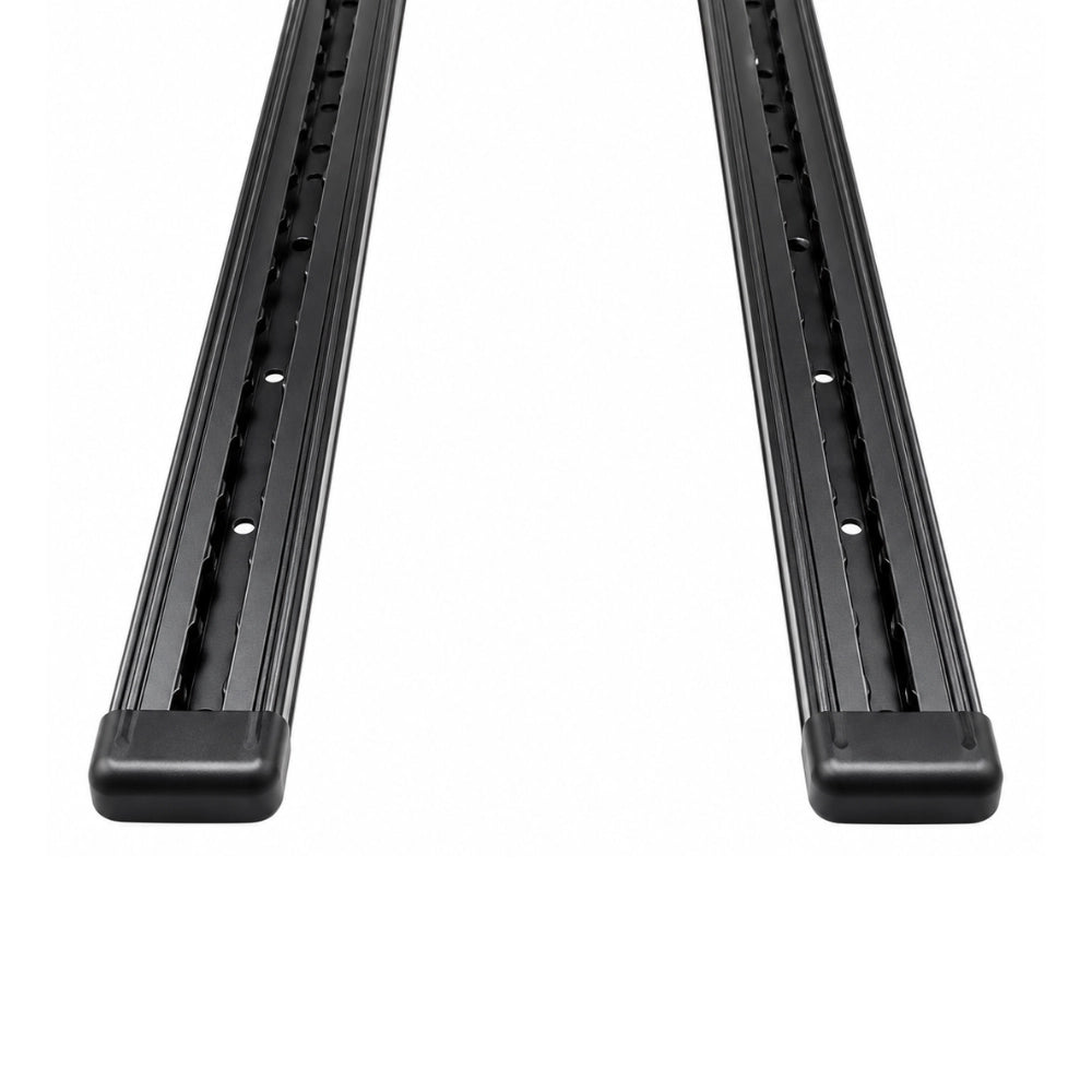 Twin aircraft-style aluminum floor tracks for NovaLux van seats — Sprinter, Transit, ProMaster