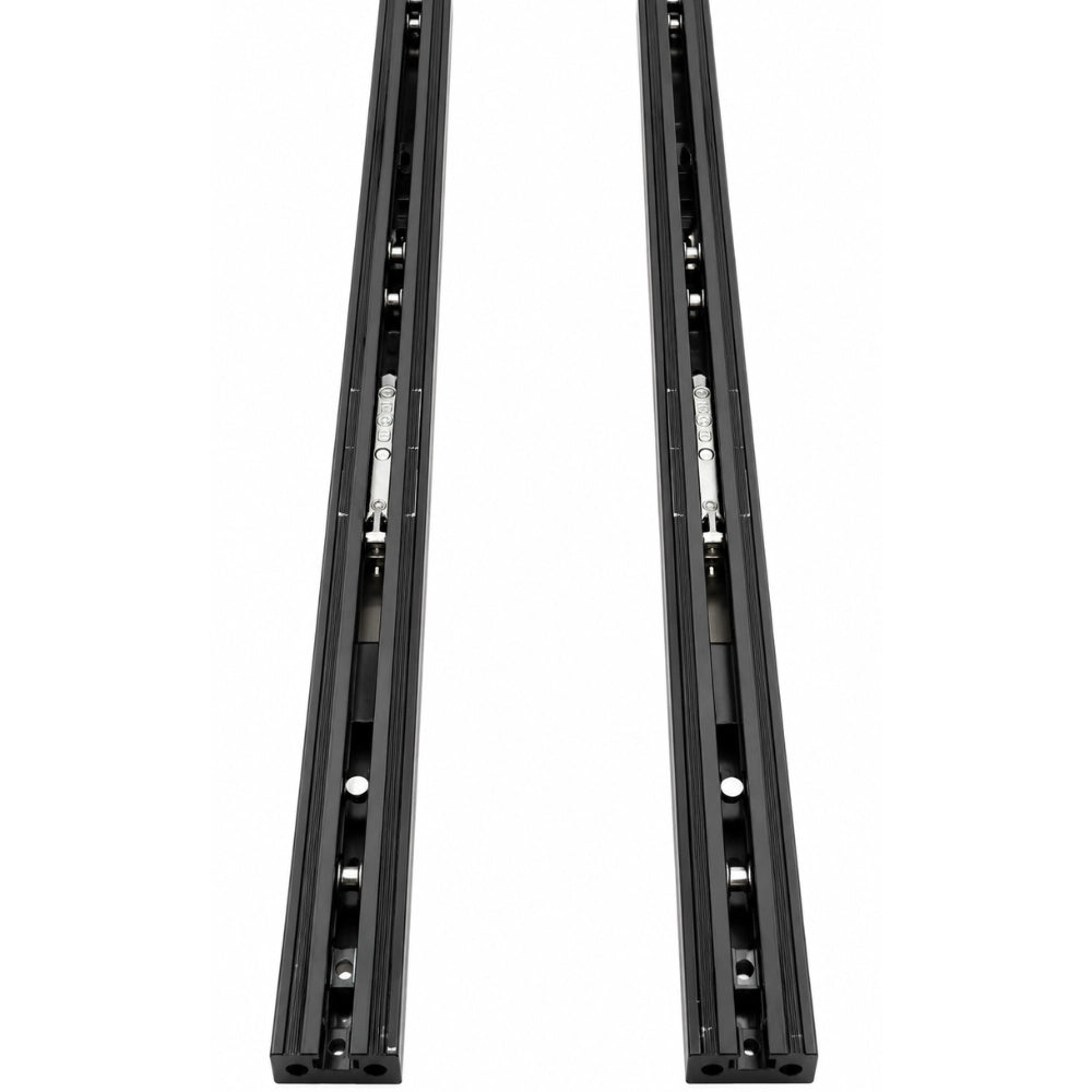 Side profile of NovaLux floor track showing anodized aluminum extrusion