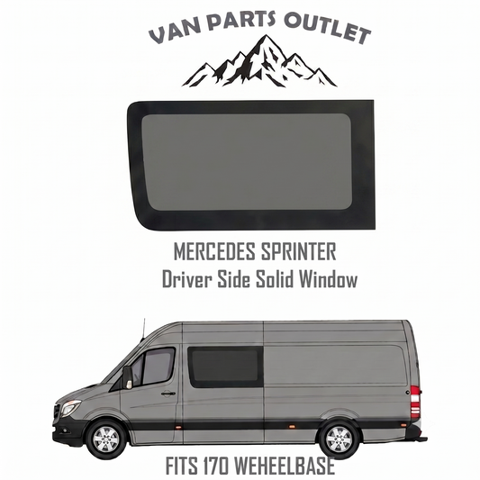 Glacier View Mercedes Sprinter driver side solid window - fits 170 and 170 Extended wheelbase (wb-170 wb-170ext)
