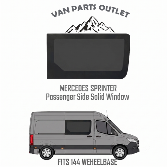 Glacier View Mercedes Sprinter passenger side solid window - fits 144 wheelbase (wb-144)

