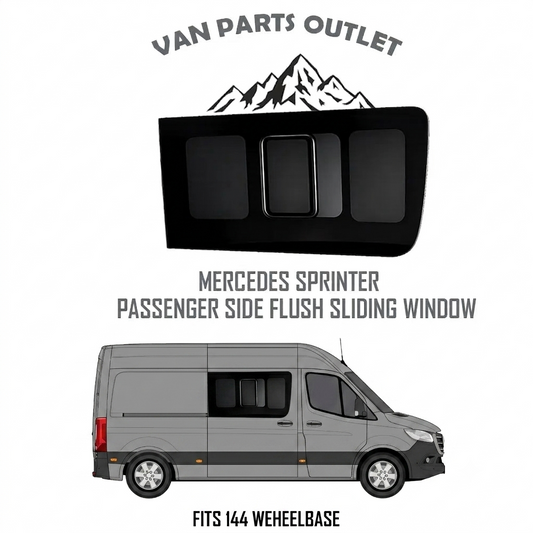 Glacier View Mercedes Sprinter passenger side flush sliding window - fits 144 wheelbase (wb-144)
