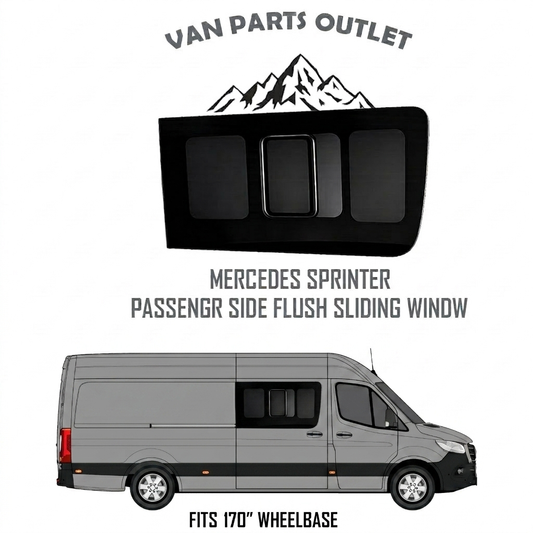 Glacier View Mercedes Sprinter passenger side flush sliding window - fits 170 wheelbase (wb-170)
